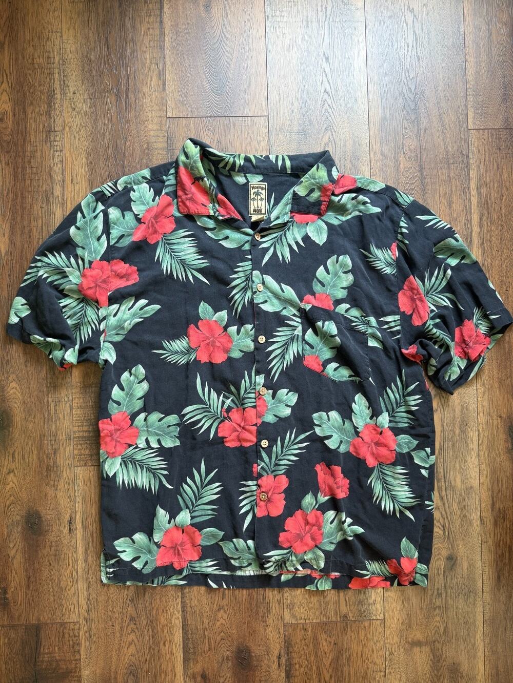 Montego Mon 100% Silk Hawaiian Shirt XXL Tropical Floral